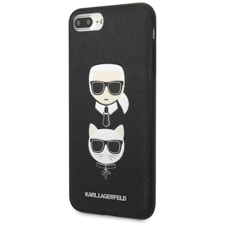 Karl Lagerfeld Saffiano Karl & Choupette Heads - iPhone 8 Plus / 7 Plus tok (fekete)