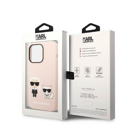 Karl Lagerfeld Flüssigsilikon Karl & Choupette MagSafe - Hülle für iPhone 14 Pro (Pink)