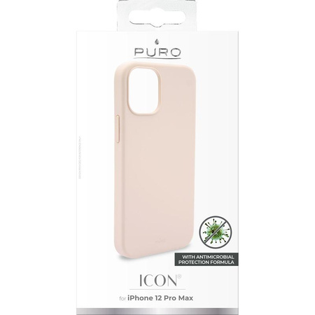 PURO ICON Cover - iPhone 12 Pro Max tok antimikrobiális védelemmel (homokrózsaszín)