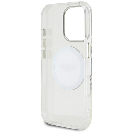 Guess IML Metal Coloured Circle Classic Logo MagSafe - pouzdro pro iPhone 16 Pro (bílé)