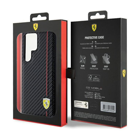 Ferrari Carbon Printed Line - Etui Samsung Galaxy S24 Ultra (czarny)