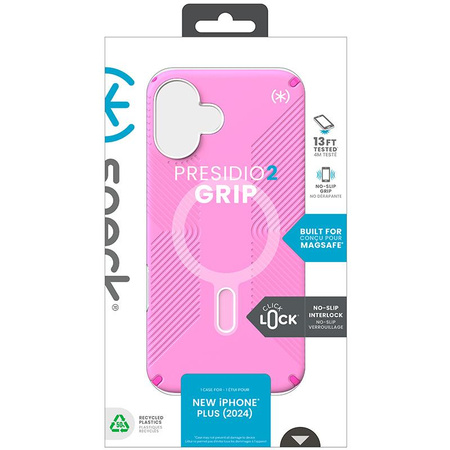 Speck Presidio2 Grip ClickLock & MagSafe - Pouzdro iPhone 16 Plus (True Pink / Shocking Pink / White)