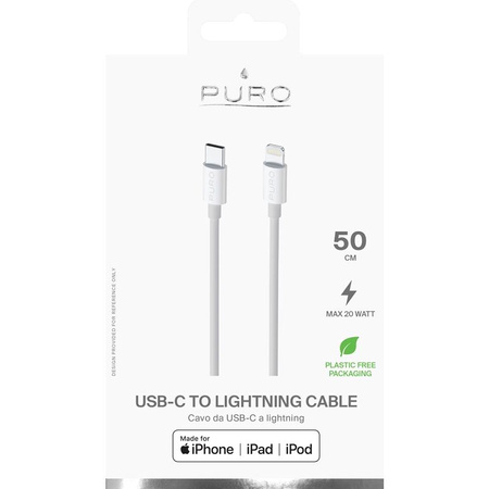 PURO USB-C/Lightning MFi propojovací kabel 0,5 m (bílý)