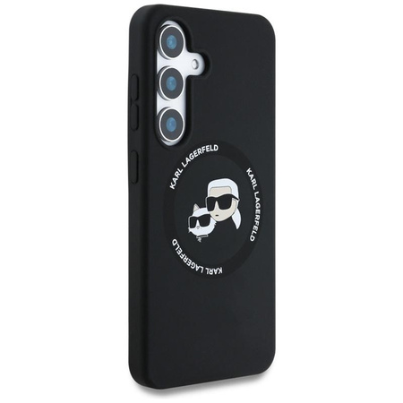 Karl Lagerfeld Silicone Double Heads And Circle MagSafe - Case for Samsung Galaxy S25 (Black)