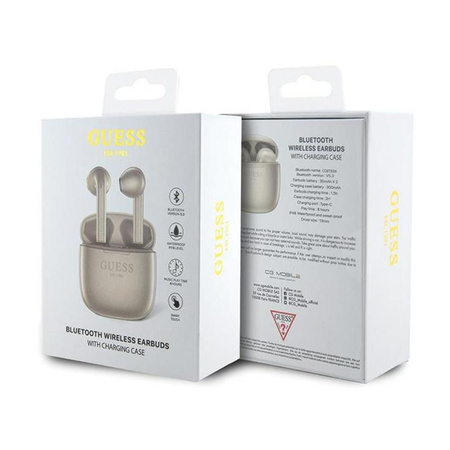 Guess True Wireless Script Logo BT5.3 - sluchátka TWS + nabíjecí pouzdro (zlaté)