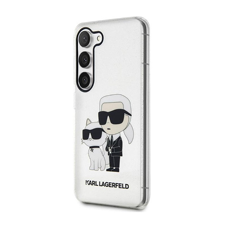 Karl Lagerfeld IML Glitter NFT Karl & Choupette - pouzdro pro Samsung Galaxy S23+ (průhledné)