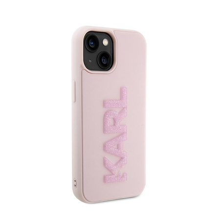 Karl Lagerfeld 3D Rubber Glitter Logo - Coque iPhone 15 (rose)
