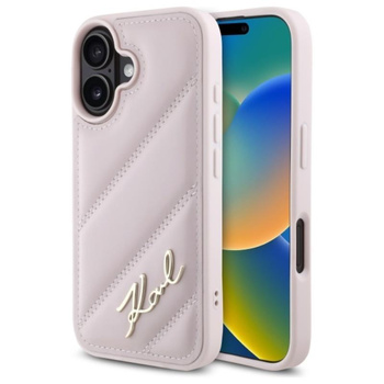Karl Lagerfeld Quilted Signature - iPhone 16 Case (pink)