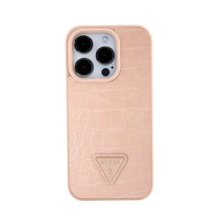 Guess Croco Triangle Metal Logo - Tasche für iPhone 15 Pro (Pink)