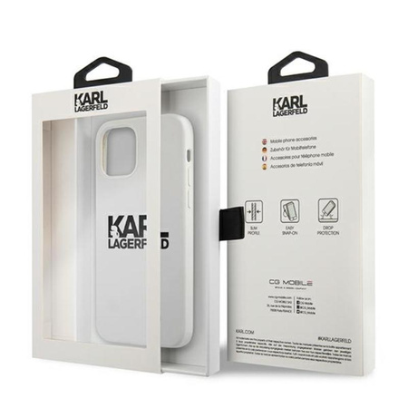 Karl Lagerfeld Silicone Stack Logo - pouzdro pro iPhone 12 / iPhone 12 Pro (bílé)