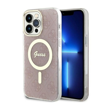Guess 4G MagSafe - Étui pour iPhone 14 Pro Max (Rose)