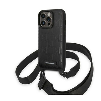 Karl Lagerfeld Monogram Plaque Logo Strap - iPhone 14 Pro Max Case (black)