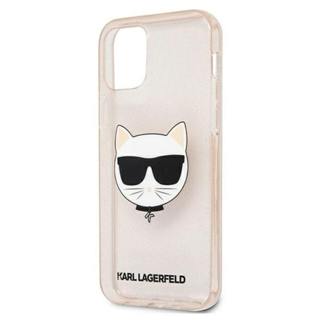 Karl Lagerfeld Choupette Head Glitter - pouzdro pro iPhone 12 / iPhone 12 Pro (zlaté)