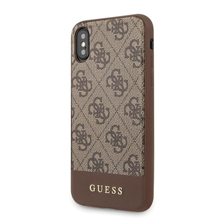 Guess 4G Bottom Stripe Collection - pouzdro pro iPhone Xs / X (hnědé)