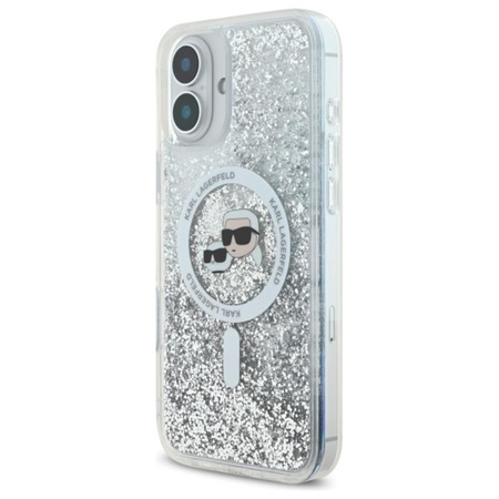 Karl Lagerfeld Liquid Glitter Karl & Choupette Head MagSafe - iPhone 16 tok (átlátszó)