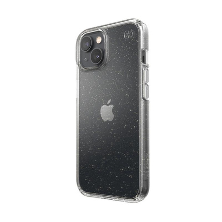 Speck Presidio Perfect-Clear with Glitter - iPhone 14 / iPhone 13 Case with MICROBAN Coating (Clear / Gold Glitter)