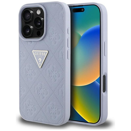 Guess Hot Stamp 4G Pattern Triangle Metal Logo - Pouzdro pro iPhone 16 Pro Max (fialové)
