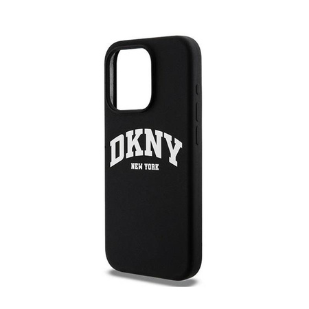 DKNY Liquid Silicone White Printed Logo MagSafe - Schutzhülle für iPhone 13 Pro (schwarz)
