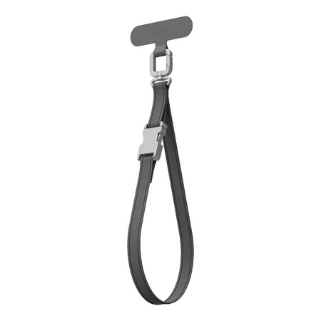 Moshi 2-in-1 Wrist & Body Strap with Adapter - Eco Leather Phone Lanyard (Midnight Gray)