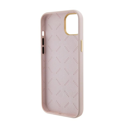 Guess Silikon Logo Strass 4G - iPhone 15 Tasche (rosa)
