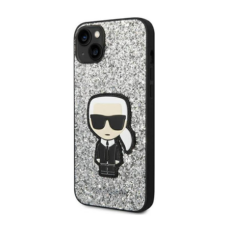 Karl Lagerfeld Glitter Flakes Ikonik - Hülle für iPhone 14 (Silber)