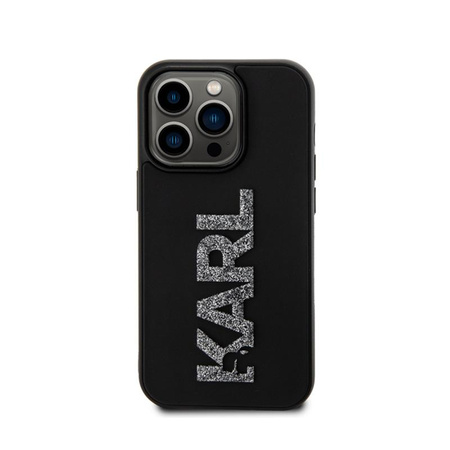 Karl Lagerfeld 3D Rubber Glitter Logo - Hülle für iPhone 15 Pro Max (Schwarz)