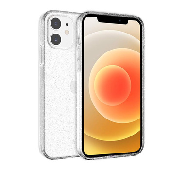 Crong Glitter Case - Coque iPhone 12 / iPhone 12 Pro (Transparent/Argent)