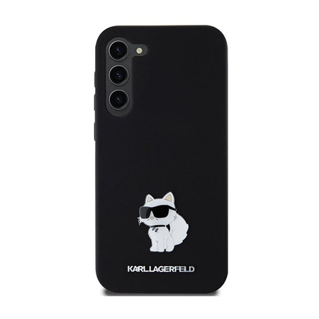 Karl Lagerfeld szilikon Choupette fém kitűző - Samsung Galaxy S24+ tok (fekete)