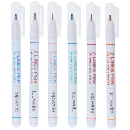 Topwrite - Set de stylos à bille double ligne 6 pièces