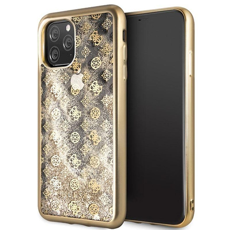 Guess 4G Peony Liquid Glitter - Etui iPhone 11 Pro Max (złoty)