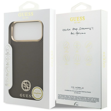 Guess Grained Strass Logo MagSafe - Hülle iPhone 17 Pro Max (braun)
