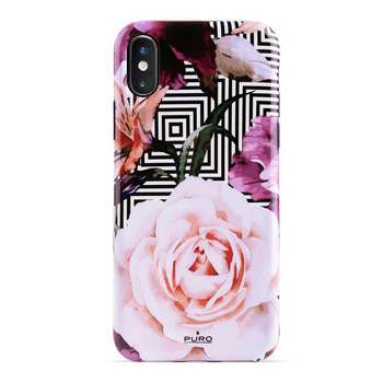 Coque PURO Glam Geo Flowers - iPhone Xs Max Case (Pivoines roses)