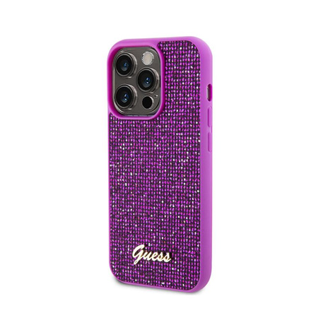 Guess Disco Metal Script - pouzdro pro iPhone 15 Pro (fuchsiová)