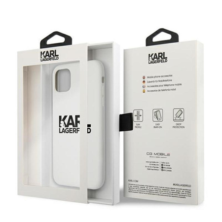 Karl Lagerfeld Silicone Stack Logo - pouzdro pro iPhone 11 (bílé)