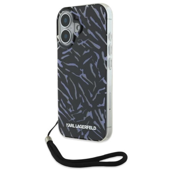 Karl Lagerfeld Zebra zsinórral - iPhone 16 tok (lila)