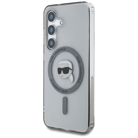 Karl Lagerfeld Button Karl Head Printed Logo MagSafe - Étui pour Samsung Galaxy S25 (noir)
