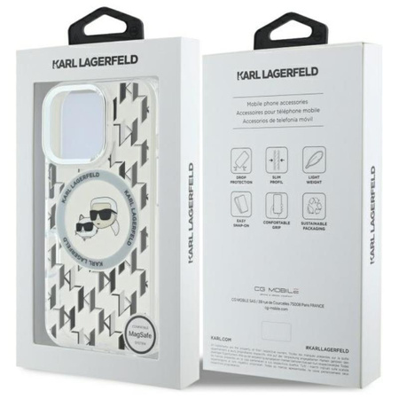Karl Lagerfeld IML Monogram Karl & Choupette Head MagSafe - Case for iPhone 16 Pro (transparent)