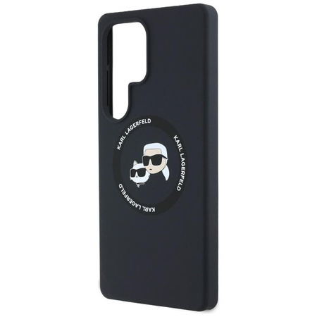 Karl Lagerfeld Silikon Doppelköpfe und Kreis MagSafe - Samsung Galaxy S25 Ultra Case (schwarz)