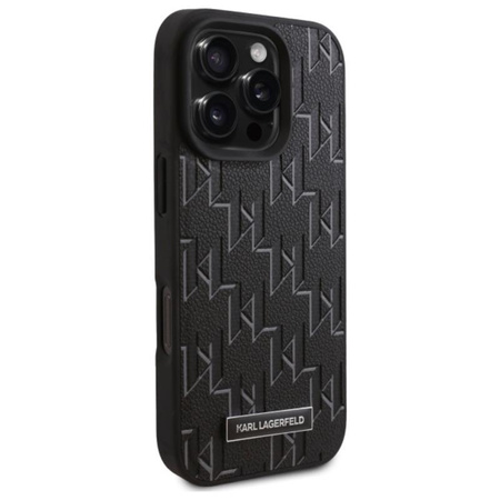 Karl Lagerfeld Leather Monogram Metal Logo MagSafe - iPhone 16 Pro Max Case (noir)