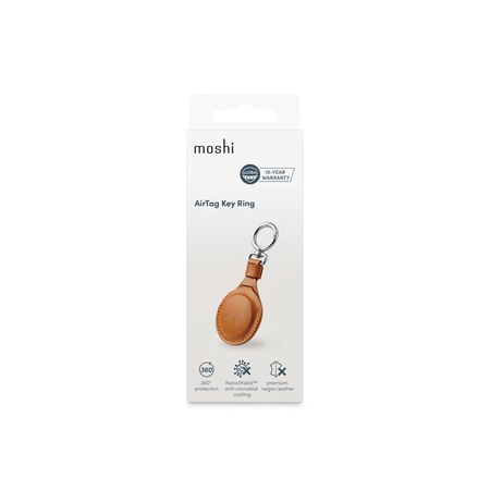 Moshi AirTag Schlüsselanhänger - Premium-Anhänger für Apple AirTag (Karamellbraun)