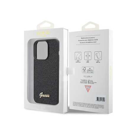 Guess Disco Metal Script - Hülle für iPhone 15 Pro (Schwarz)