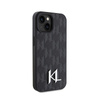 Karl Lagerfeld Leather Monogram Hot Stamp Metal Logo - Case for iPhone 15 (black)