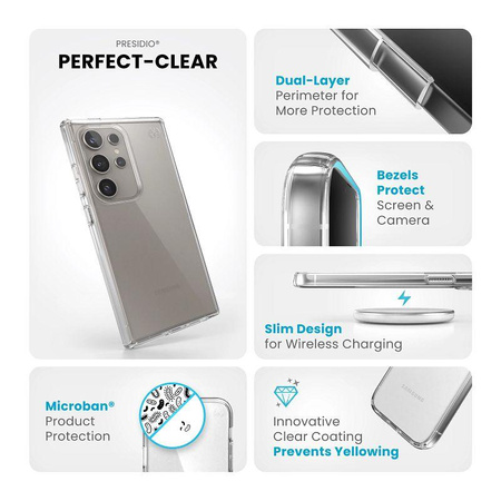 Speck Presidio Perfect-Clear - Case for Samsung Galaxy S24 Ultra (Clear/Clear)