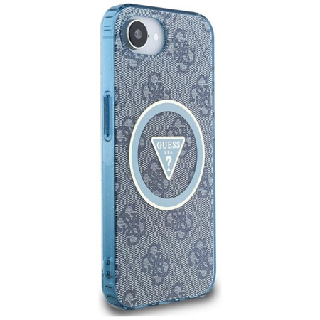 Guess IML Metall Glitter 4G Circle Triangle MagSafe - Gehäuse für iPhone 16e (blau)