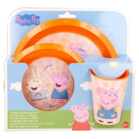 Peppa Pig - Zestaw naczyń (talerzyk + miska + kubek) Świnka Peppa