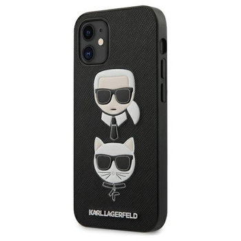 Karl Lagerfeld Saffiano Karl & Choupette Heads - iPhone 12 mini Tasche (schwarz)