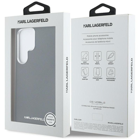 Karl Lagerfeld Saffiano Full Wrapped Elongated Metal Logo MagSafe - Case for Samsung Galaxy S25 Ultra (black)
