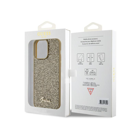Guess Disco Metal Script - Hülle für iPhone 15 Pro Max (Gold)