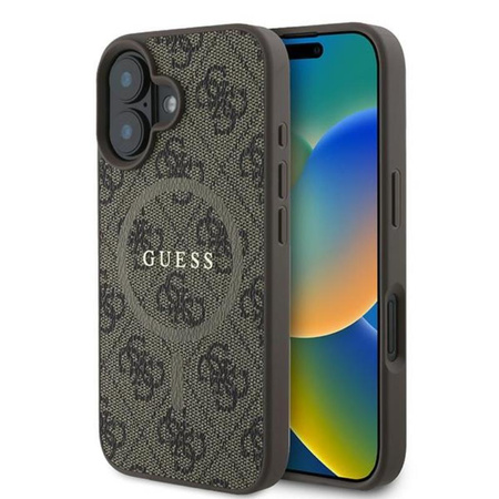 Guess 4G Ring Classic Logo MagSafe - Coque pour iPhone 16 Plus (marron)