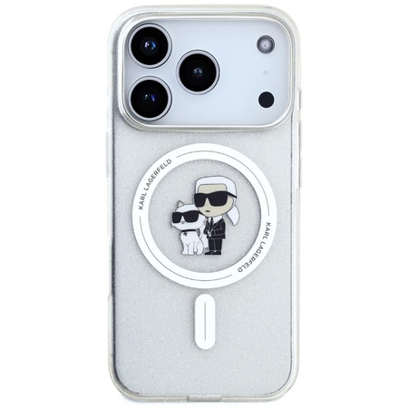 Karl Lagerfeld IML Karl Choupette Glitter MagSafe - Pouzdro pro iPhone 17 Pro Max (průhledné)